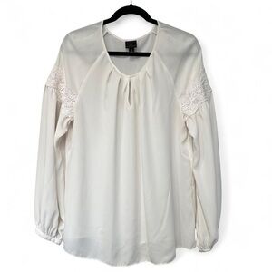 Worthington Cream Lace Sleeve Blouse – Size XL